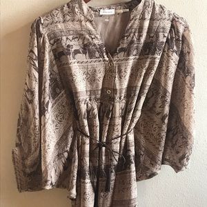 Blue bird Egyptian print top